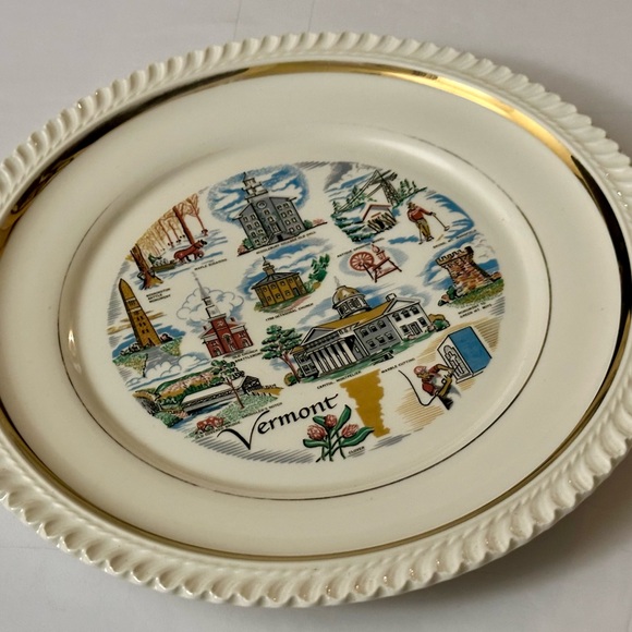 Vintage Vermont State Souvenir Plate - 10.5” Collectible with Iconic Landmarks - Picture 11 of 16